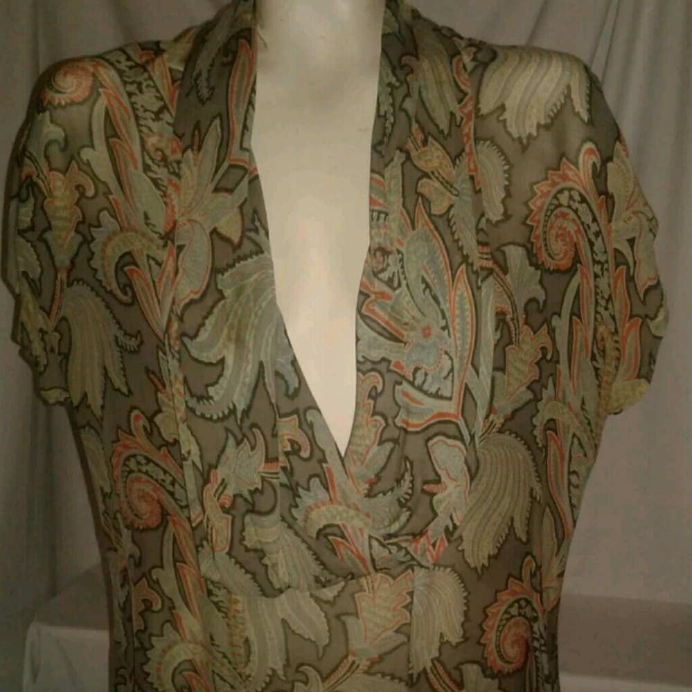 Mary Ann Restivo Low Cut V Neck Top Size 8